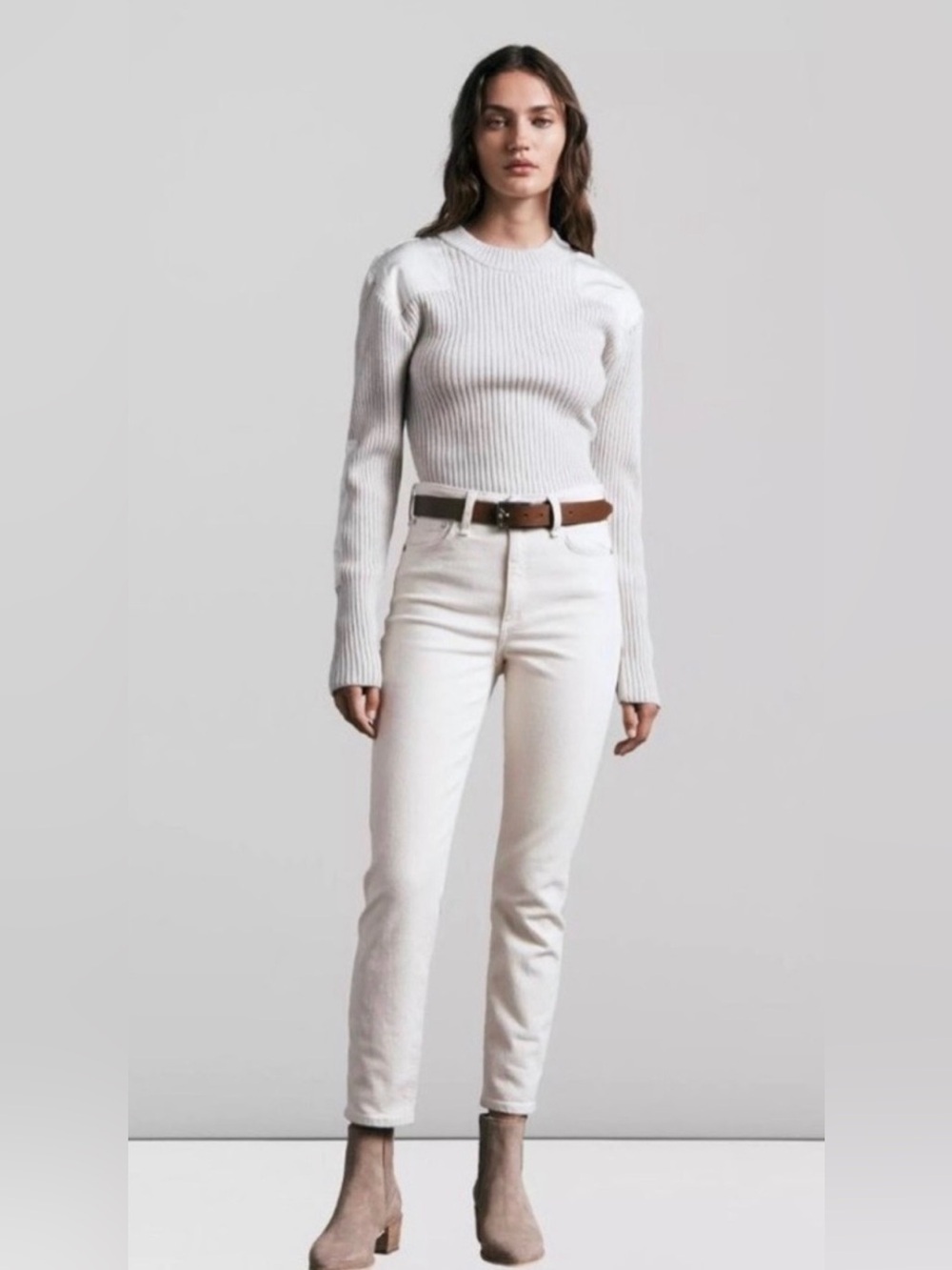 Rag & Bone | Nina High Rise Ankle Cigarette Jeans | Ecru | Size 32